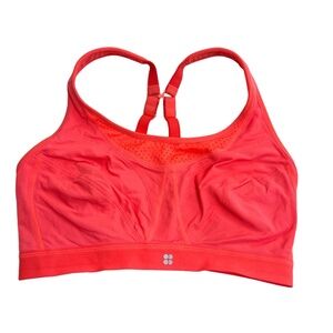 Sweaty Betty Sports High Intensity Bra 36DD Neon Coral Racerback Mesh
